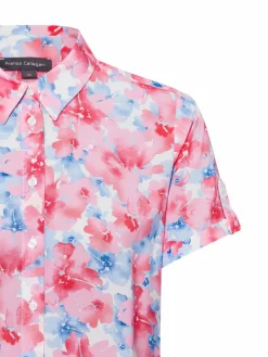 Franco Callegari Blusen*Damen Bluse altrosa hellblau gemustert