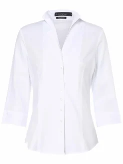 Franco Callegari Blusen*Damen Bluse - Bügelleicht weiß strukturiert
