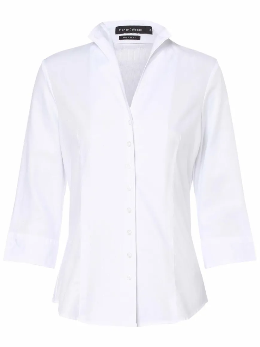 Franco Callegari Blusen*Damen Bluse - Bügelleicht weiß strukturiert