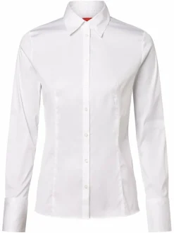 HUGO Blusen*Damen Bluse - Bügelleicht - The Fitted Shirt weiß uni
