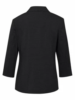 Goldner Blazer*Damen Blusenblazer - Leichte Blusenjacke in Seersucker-Qualität schwarz uni