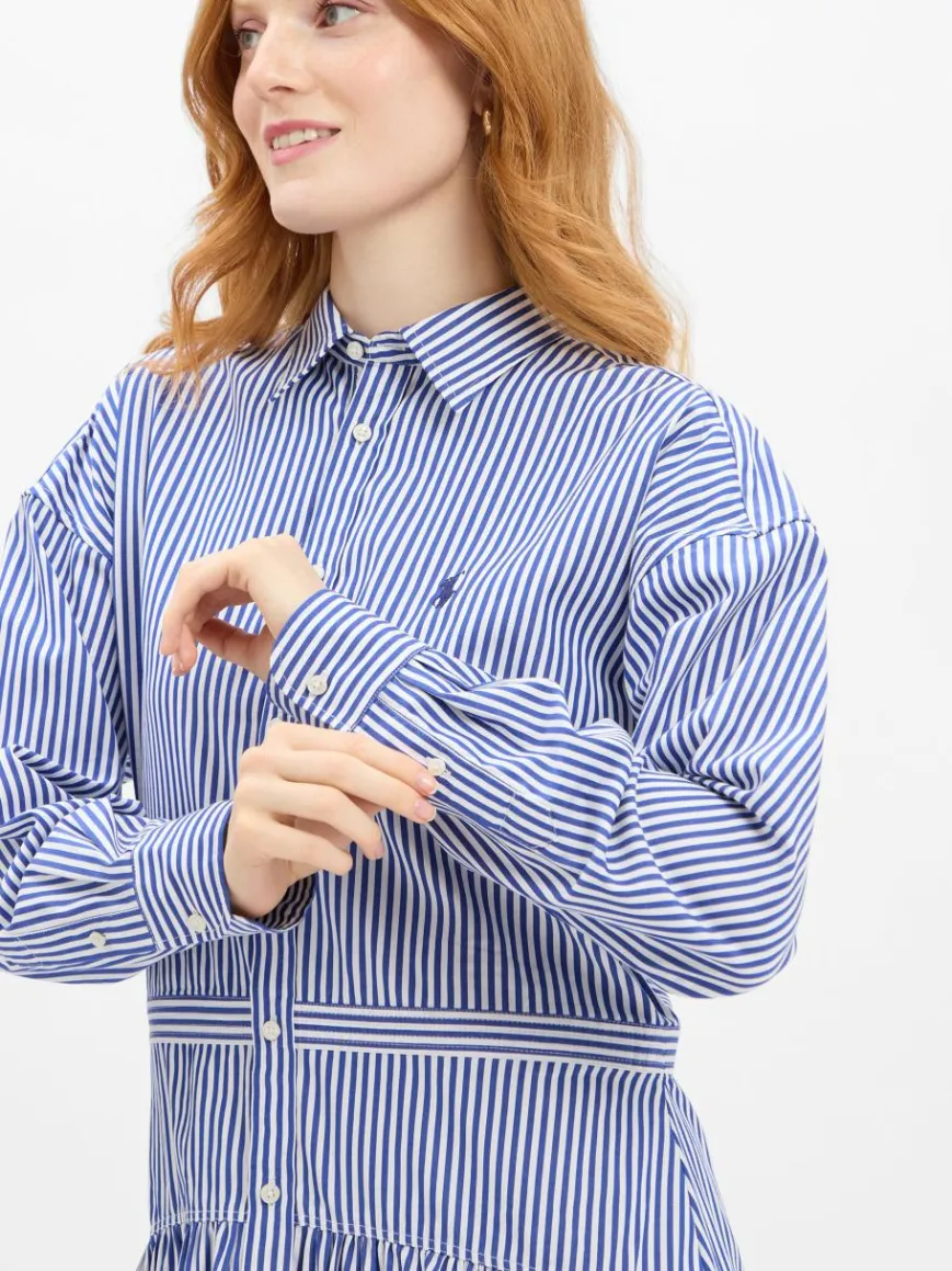 Polo Ralph Lauren Kleider*Damen Blusenkleid blau weiß gestreift