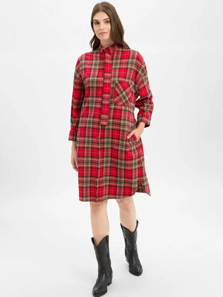 Joop Jeans Kleider*Damen Blusenkleid - Danny rot beige gemustert