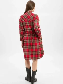 Joop Jeans Kleider*Damen Blusenkleid - Danny rot beige gemustert