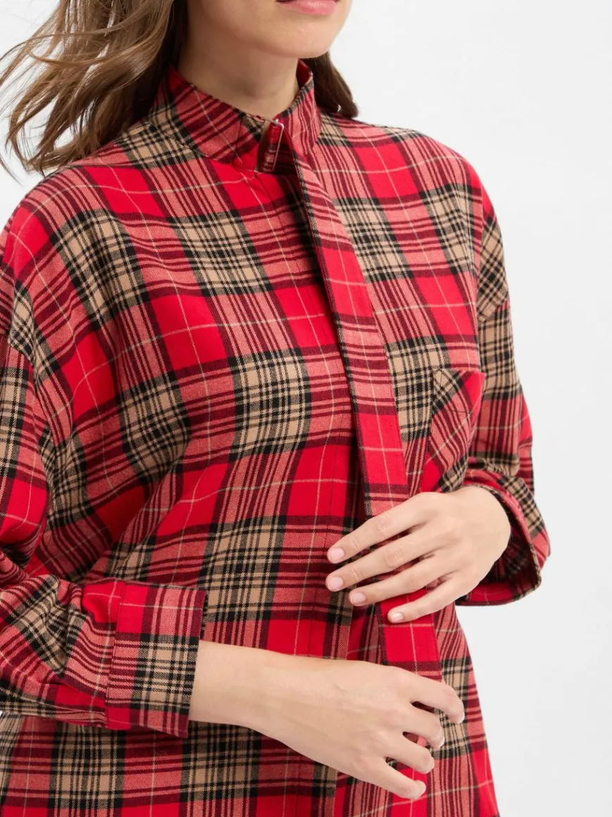 Joop Jeans Kleider*Damen Blusenkleid - Danny rot beige gemustert