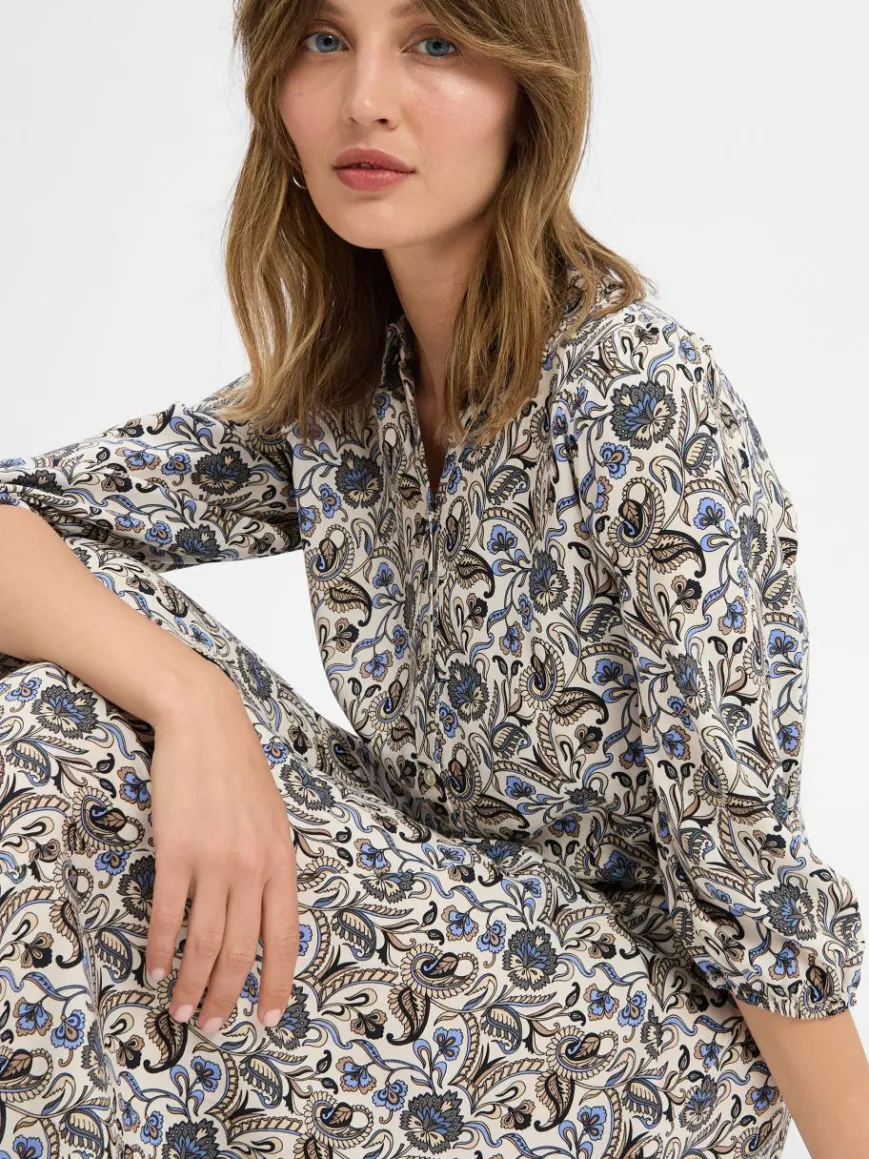 soyaconcept® Kleider*Damen Blusenkleid - SC-Samea 3 weiß mehrfarbig gemustert