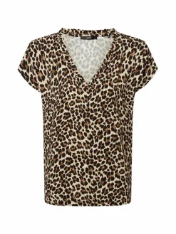 zero Blusen*Damen Blusenshirt beige schwarz gemustert