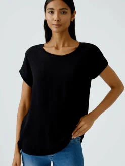 Oui Blusen*Damen Blusenshirt schwarz uni