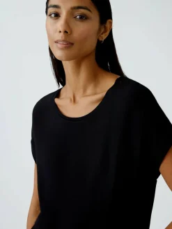 Oui Blusen*Damen Blusenshirt schwarz uni