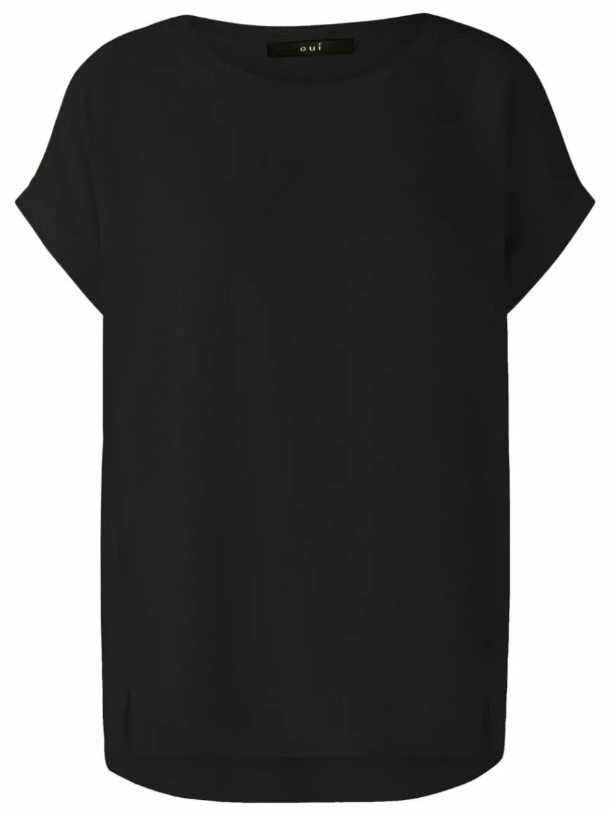 Oui Blusen*Damen Blusenshirt schwarz uni