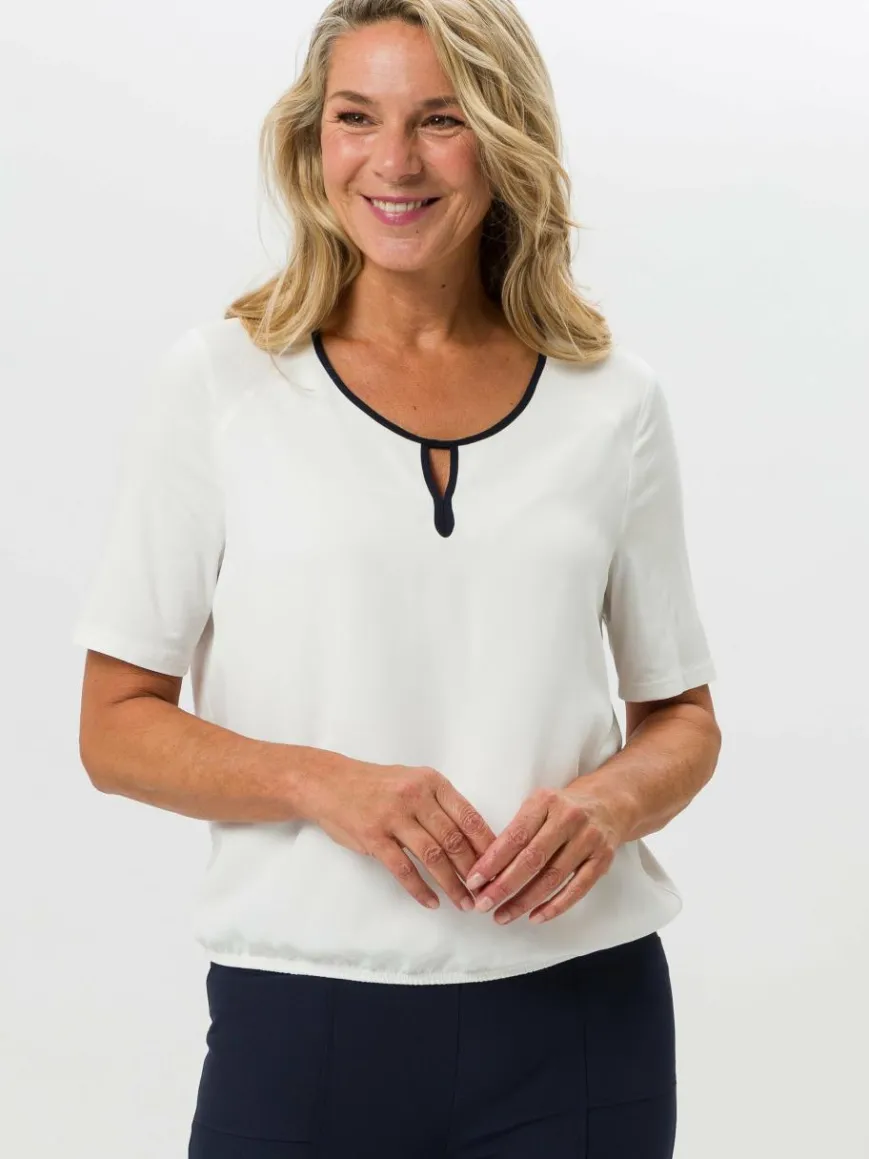 Frank Walder Blusen*Damen Blusenshirt ecru weiß uni