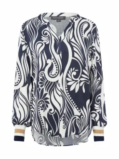 Franco Callegari Blusen*Damen Blusenshirt marine weiß gemustert