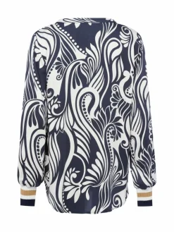 Franco Callegari Blusen*Damen Blusenshirt marine weiß gemustert
