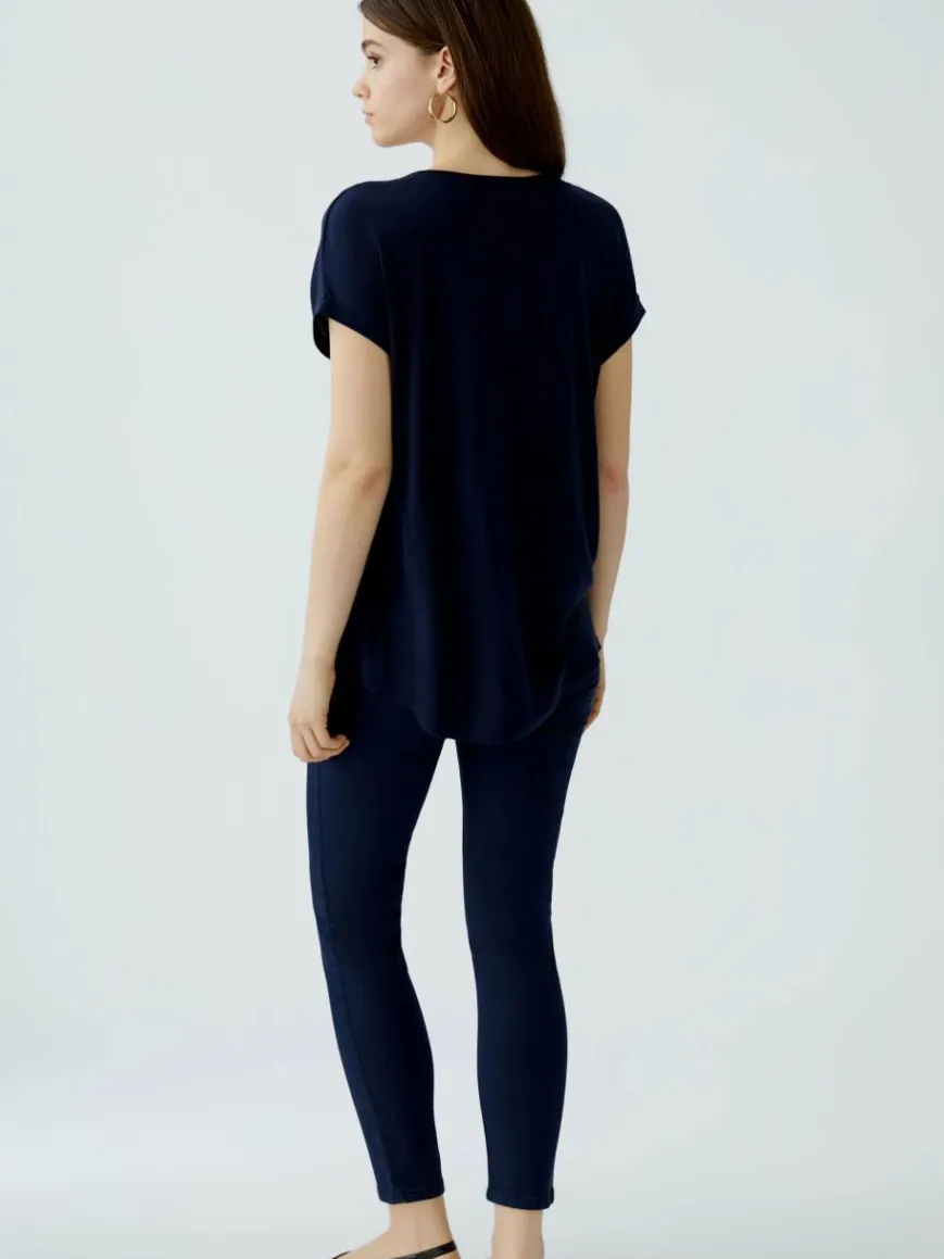 Oui Blusen*Damen Blusenshirt blau uni