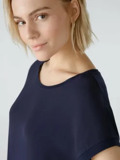Oui Blusen*Damen Blusenshirt blau uni