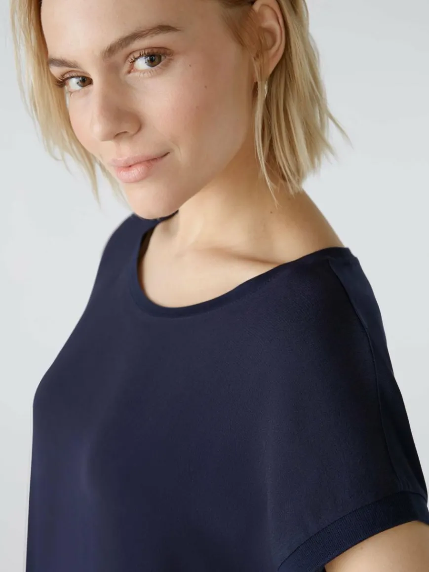 Oui Blusen*Damen Blusenshirt blau uni