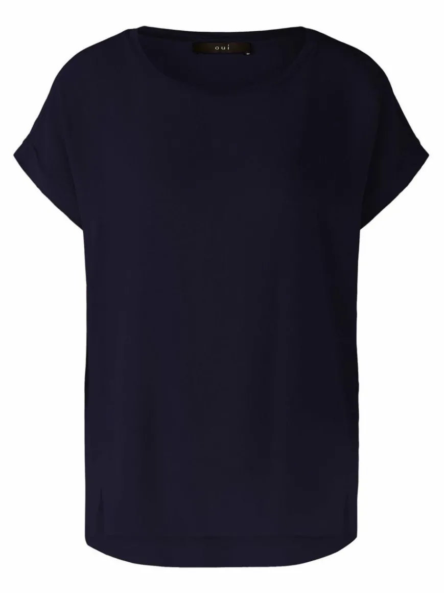 Oui Blusen*Damen Blusenshirt blau uni
