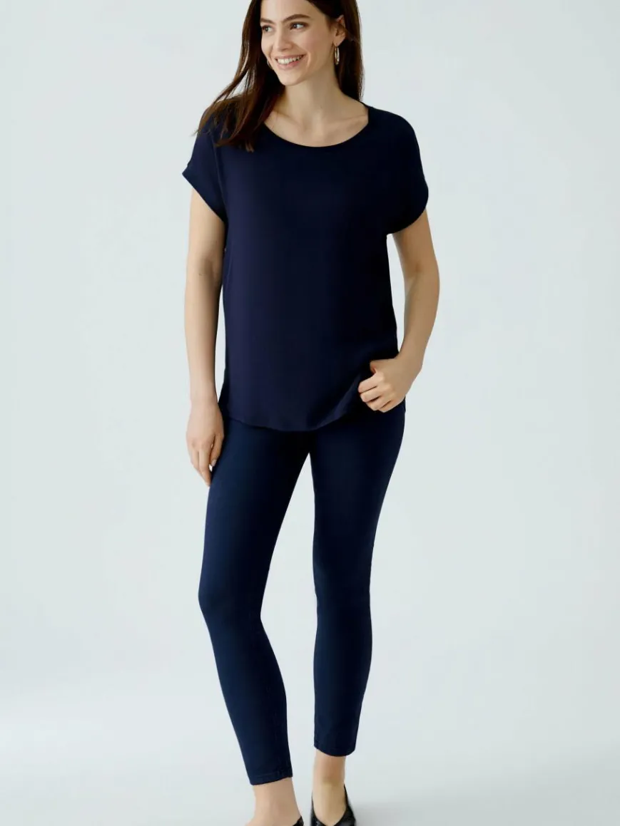 Oui Blusen*Damen Blusenshirt blau uni