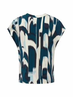 Street One Blusen*Damen Blusenshirt petrol ecru gemustert