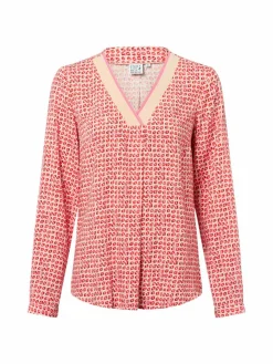 Emily van den Bergh Blusen*Damen Blusenshirt beige rot gemustert