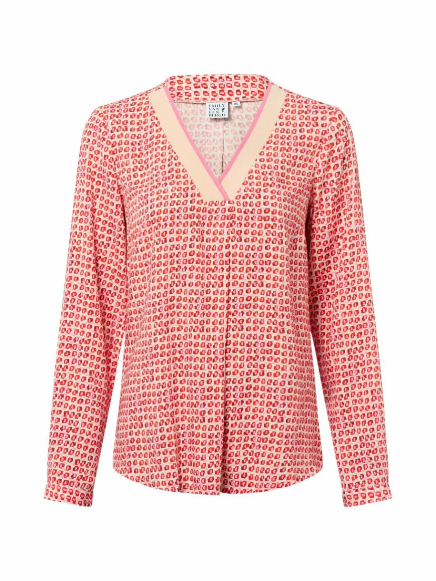 Emily van den Bergh Blusen*Damen Blusenshirt beige rot gemustert