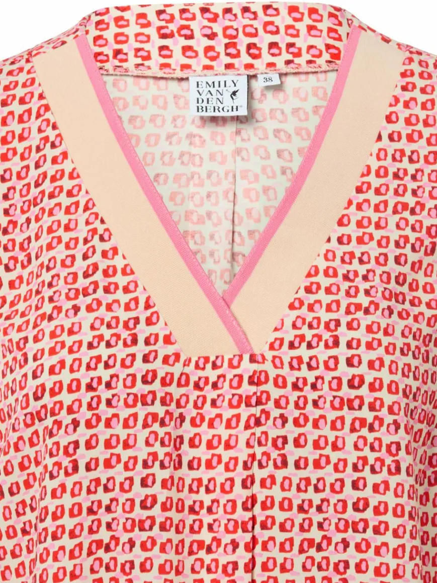 Emily van den Bergh Blusen*Damen Blusenshirt beige rot gemustert