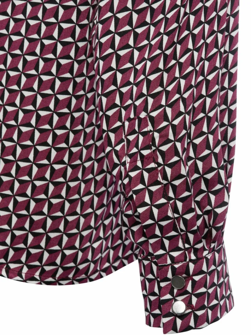 More & More Blusen*Damen Blusenshirt bordeaux weiß gemustert