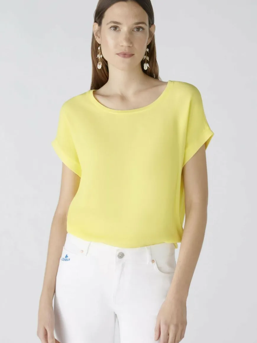 Oui Blusen*Damen Blusenshirt gelb uni