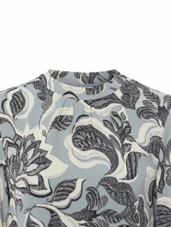 comma Blusen*Damen Blusenshirt hellblau mehrfarbig gemustert