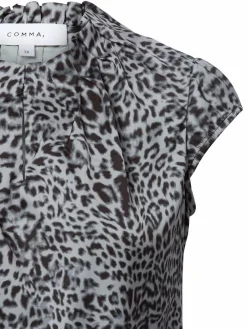 comma Blusen*Damen Blusenshirt grau gemustert