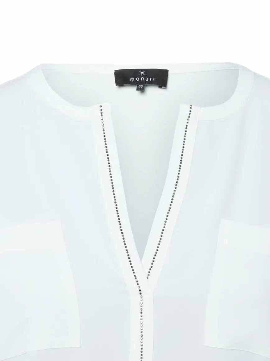 Monari Blusen*Damen Blusenshirt ecru uni