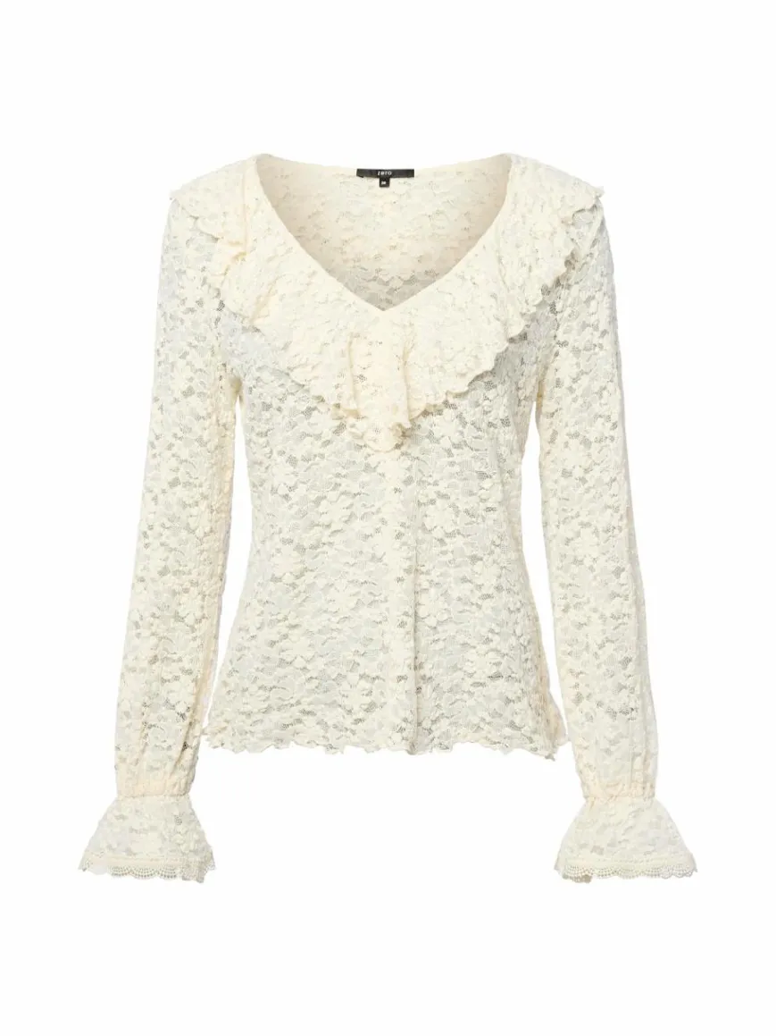 zero Blusen*Damen Blusenshirt ecru uni