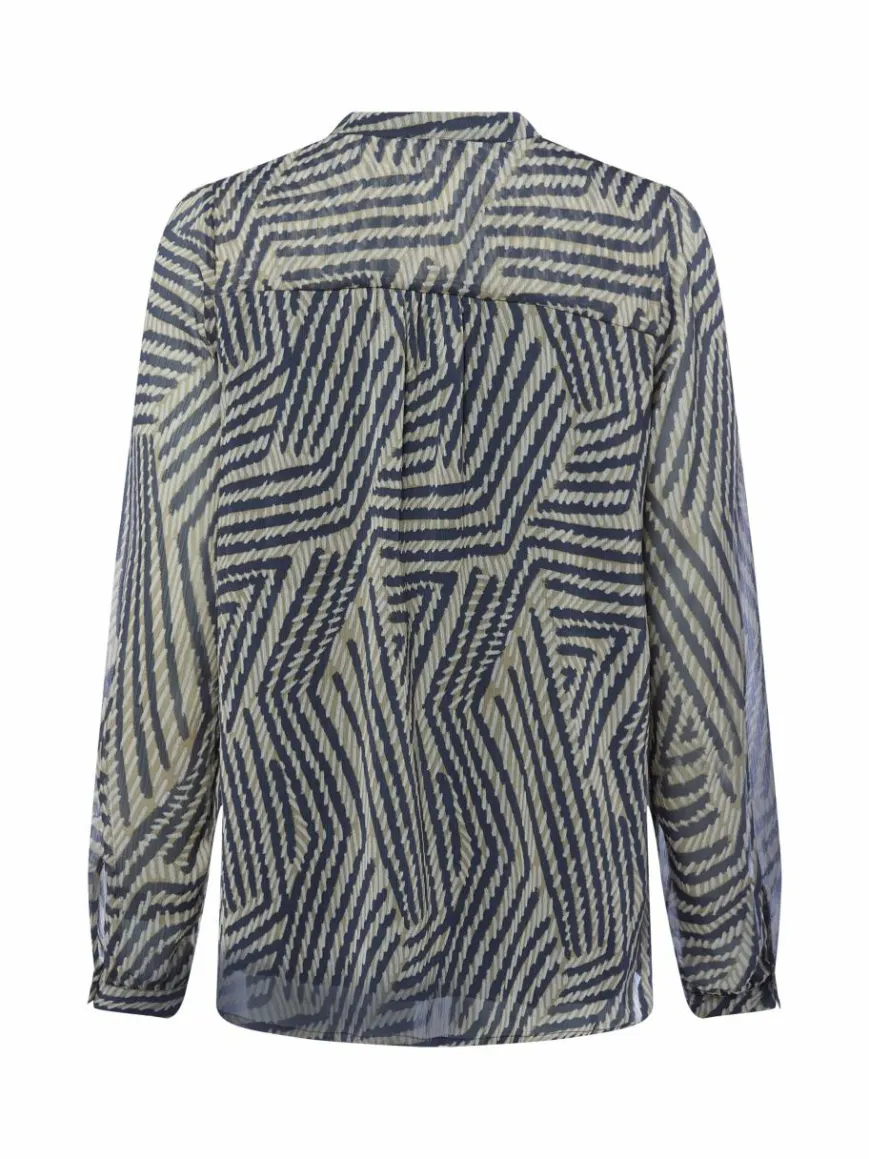 More & More Blusen*Damen Blusenshirt khaki marine gemustert