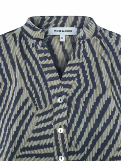 More & More Blusen*Damen Blusenshirt khaki marine gemustert