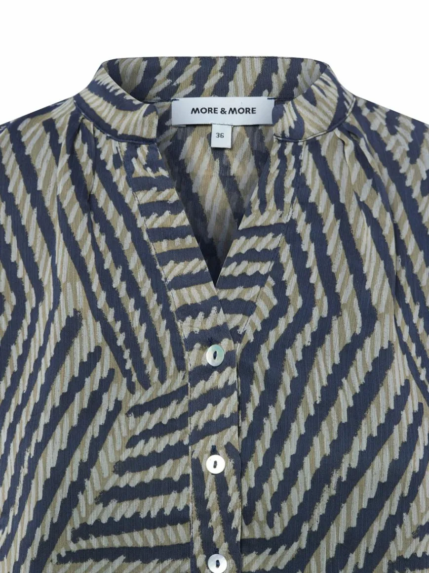More & More Blusen*Damen Blusenshirt khaki marine gemustert