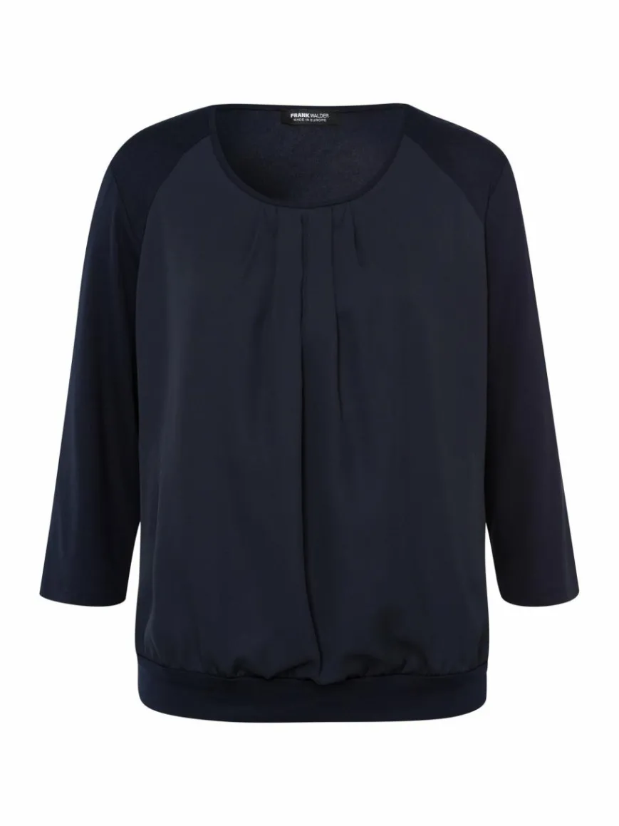 Frank Walder Blusen*Damen Blusenshirt marine blau uni