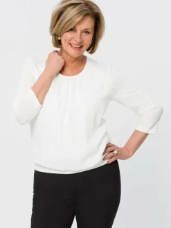 Frank Walder Blusen*Damen Blusenshirt ecru weiß uni