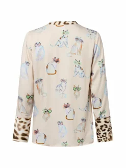 Emily van den Bergh Blusen*Damen Blusenshirt beige mehrfarbig bedruckt