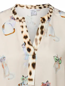 Emily van den Bergh Blusen*Damen Blusenshirt beige mehrfarbig bedruckt