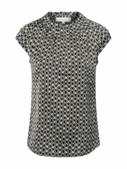 comma Blusen*Damen Blusenshirt schwarz weiß gemustert