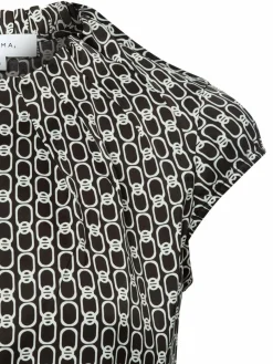 comma Blusen*Damen Blusenshirt schwarz weiß gemustert