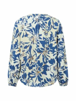 s.Oliver Blusen*Damen Blusenshirt ecru blau gemustert