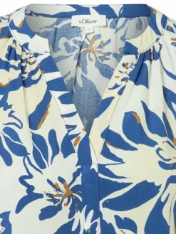 s.Oliver Blusen*Damen Blusenshirt ecru blau gemustert