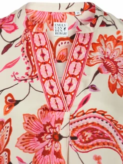 Emily van den Bergh Blusen*Damen Blusenshirt beige rot gemustert
