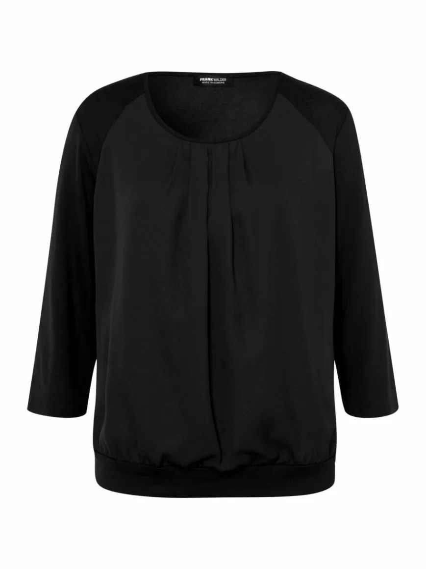 Frank Walder Blusen*Damen Blusenshirt schwarz uni