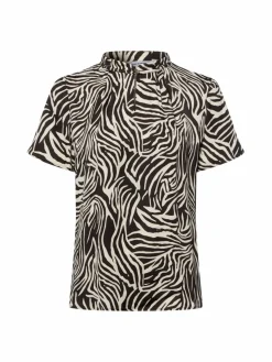 More & More Blusen*Damen Blusenshirt schoko ecru gemustert