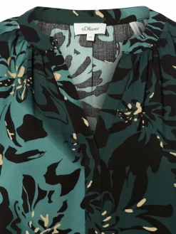 s.Oliver Blusen*Damen Blusenshirt schwarz tanne gemustert