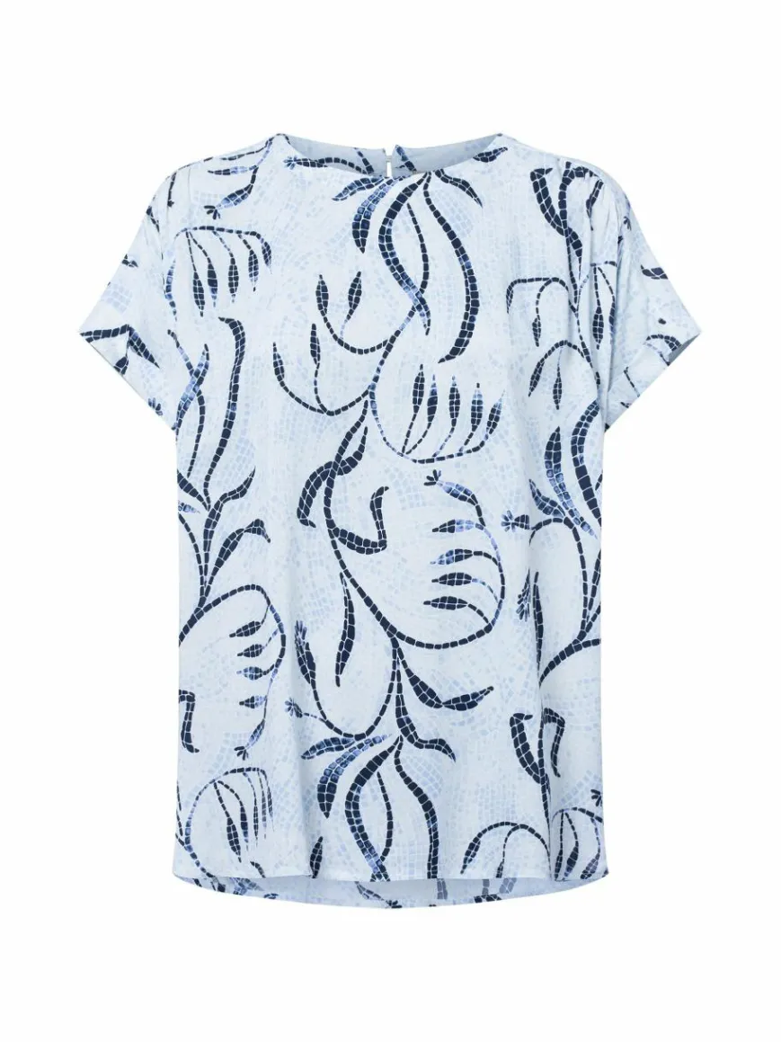 soyaconcept® Blusen*Damen Blusenshirt - Sabira hellblau marine gemustert