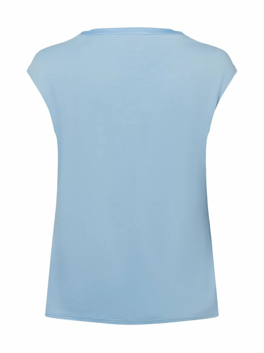 comma Blusen*Damen Blusentop hellblau uni