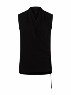 Someday Blusen*Damen Blusentop mit Leinenanteil schwarz uni